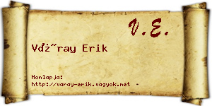 Váray Erik névjegykártya